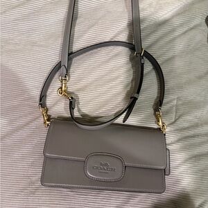 Coach Gray Leather Crossbody Bag with Gold Hardware